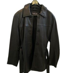 Women's Vintage 100% Lamb Leather Coat | Adler Collection | Black | Size: Small